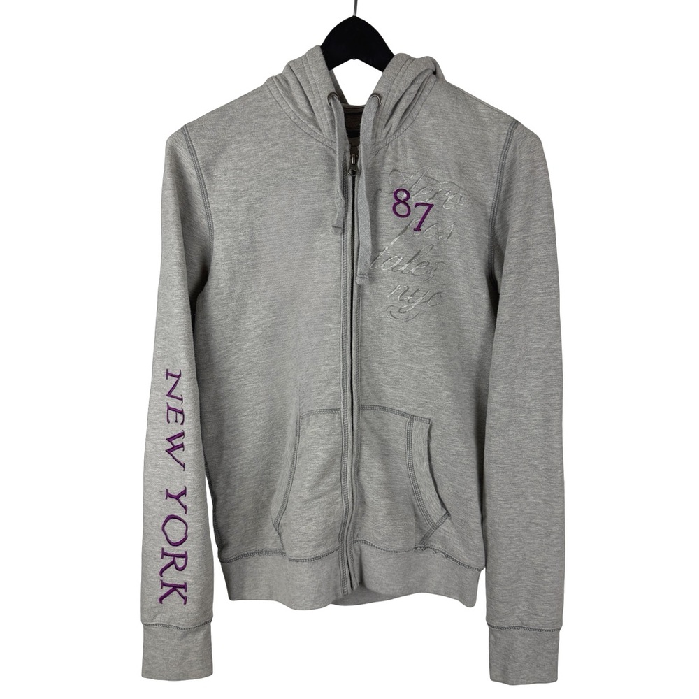 Women’s Y2K Aeropostale New York Mall Core Full Zip Cute Grey Hoodie Size XL